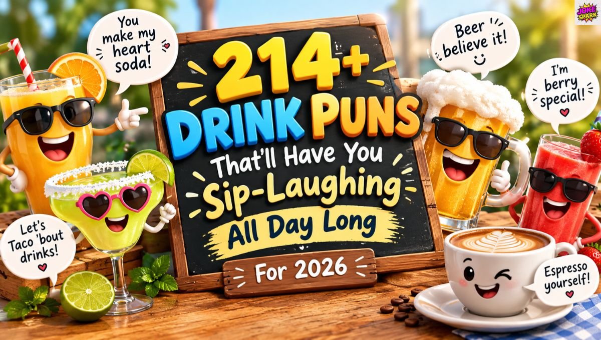 214+ Drink Puns That'll Have You Sip-Laughing All Day Long For 2026