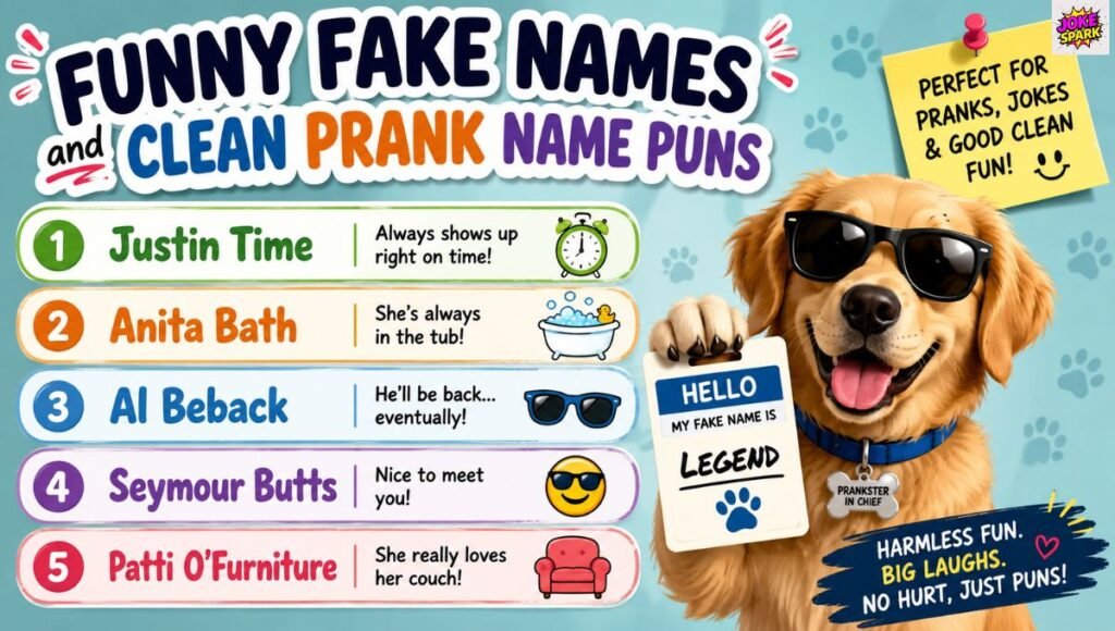 Funny Fake Names and Clean Prank Name Puns