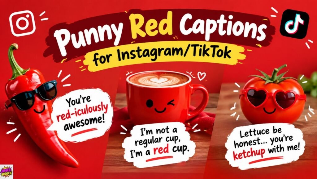 Punny Red Captions for Instagram/TikTok
